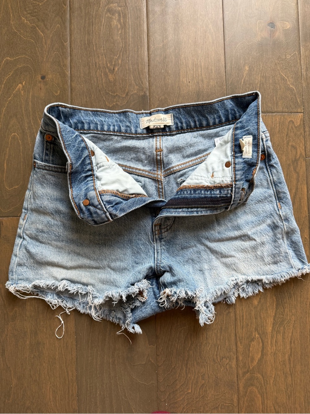 Madewell Light Blue Distressed Denim Cutoff Shorts